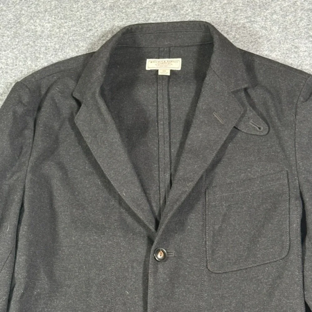 Wallace & Barnes Mens 38R S Charcoal Wool Blend Blazer Suede‎ Elbow Patches Gray
